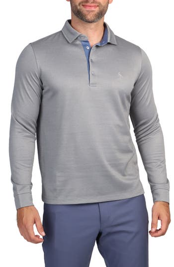 Shop Tailorbyrd Long Sleeve Modal Polo In Grey