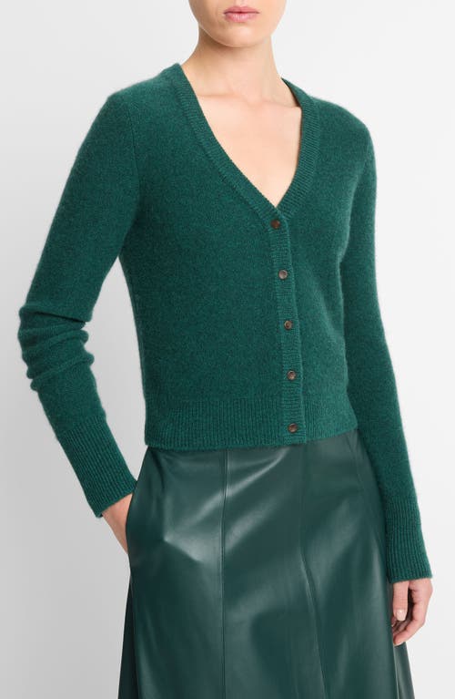 Shop Vince Boiled Cashmere Cardigan In Heather Jade Lake