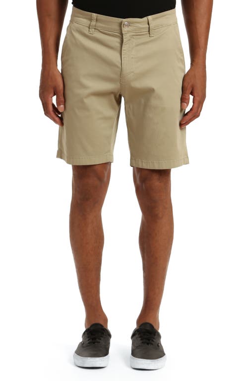 Nate Stretch Twill Flat Front Shorts in Green Twill