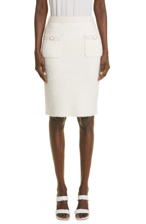 St. John Collection Bouclé Twill Knit Skirt in Ecru at Nordstrom, Size Large