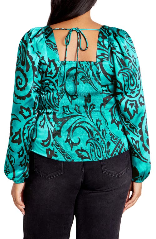 City Chic Sienna Paisley Print Ruched Top In Peacock Paisley