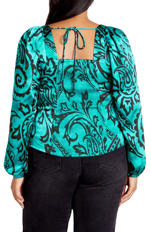 Shop City Chic Sienna Paisley Print Ruched Top In Peacock Paisley