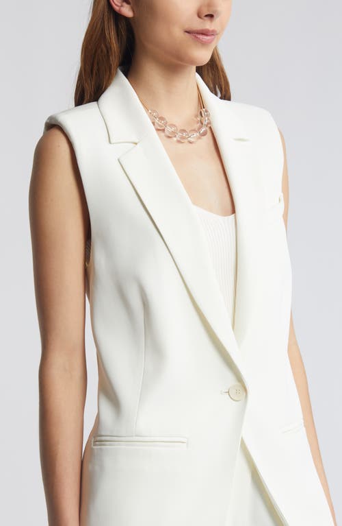 Shop Open Edit Tailored Long Vest In Ivory Cloud