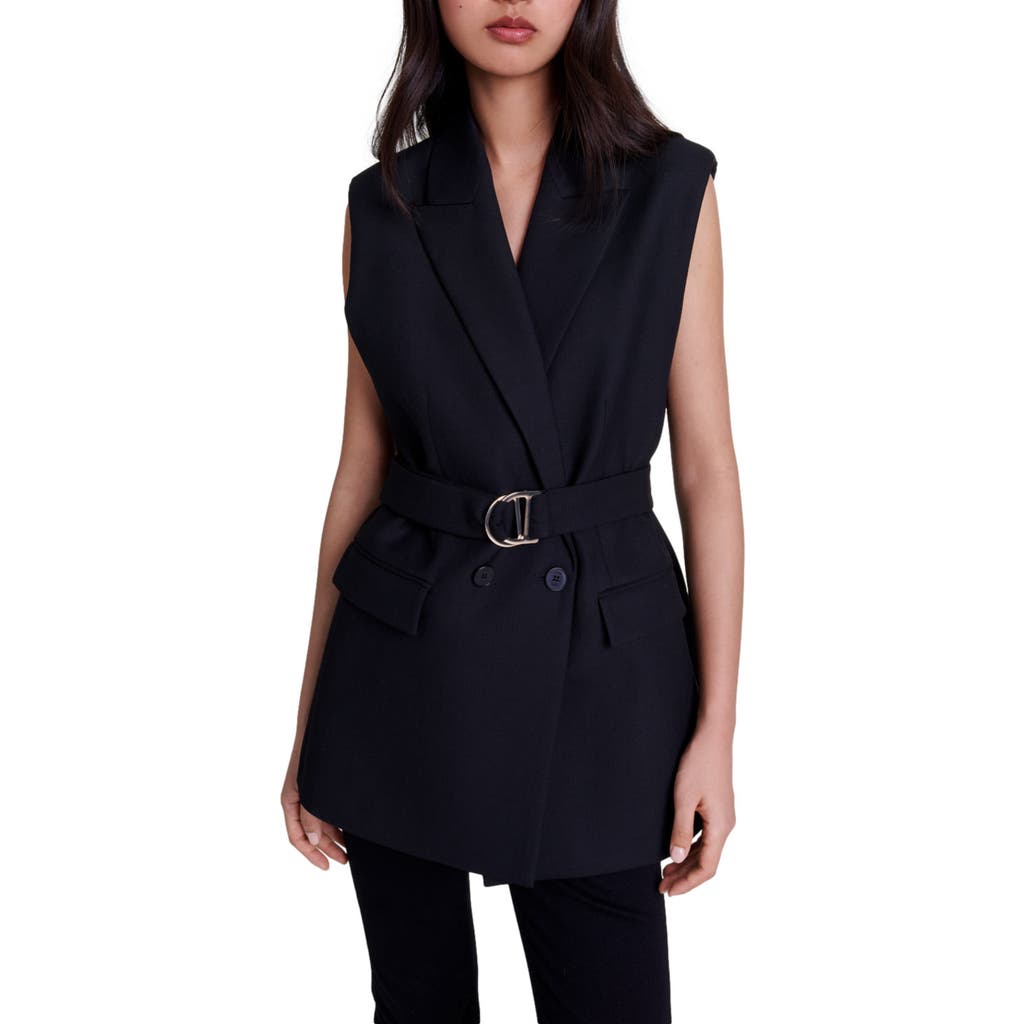 Maje Sleeveless Suit Jacket In Black