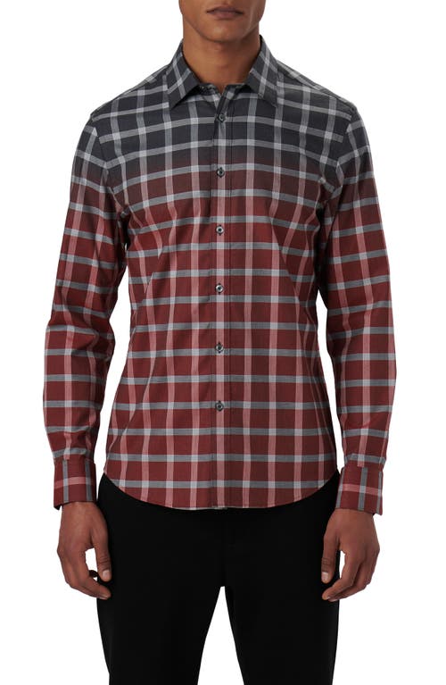 Bugatchi Julian Shaped Fit Gradient Windowpane Print Stretch Cotton Button-Up Shirt Copper at Nordstrom,