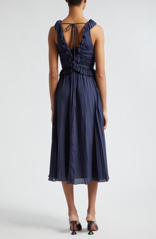 Cinq À Sept Cinq A Sept Calloway Ruffled Midi Dress In Navy