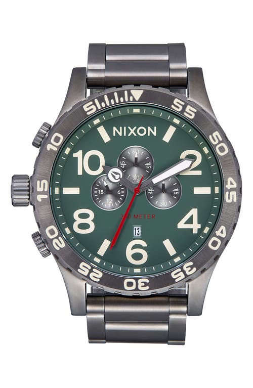 Shop Nixon 'the 51-30 Chrono' Watch, 51mm In Light Gunmetal/dark Forest