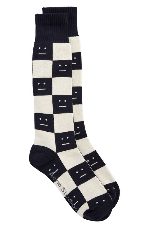 Acne Studios Zuko Checkerboard Wool Socks in Black/Oatmeal Beige