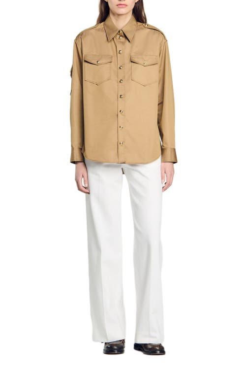 Shop Sandro Pocket Shirt In Camel