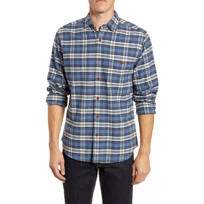 Faherty Seaview Long Sleeve Flannel Button-Up Shirt, Blue