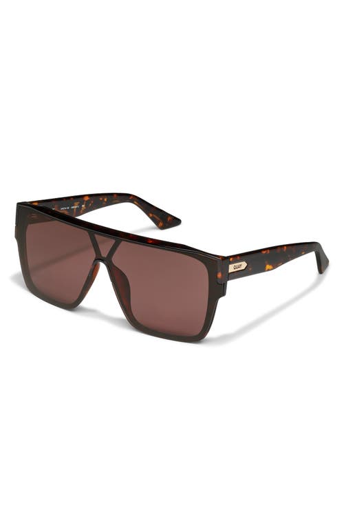 Shop Quay Tempo 55mm Shield Sunglasses In Dark Tortoise/brown