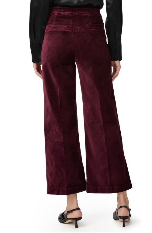 Shop Paige Anessa High Waist Ankle Wide Leg Velvet Pants In Dark Oxblood