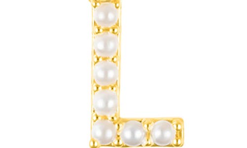 Adornia Faux Pearl Initial Charm Beaded Bracelet In Gold White-l