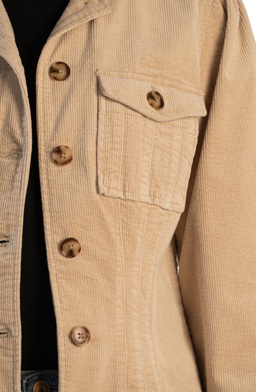 Shop Kut From The Kloth Kyra Pleated Stretch Cotton Corduroy Jacket In Cream