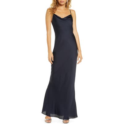 Shona Joy Cowl Neck Satin Gown, Blue