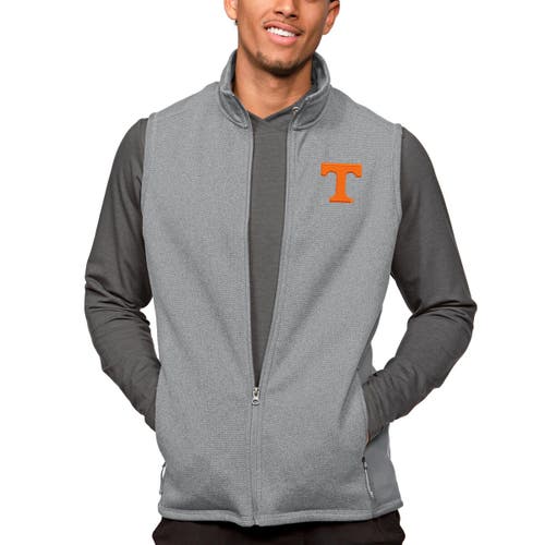 Men's Antigua Heather Gray Tennessee Volunteers Course Full-Zip Vest at Nordstrom, Size Medium