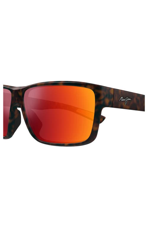 Maui Jim Uila 62mm Polarizedplus2® Oversize Rectangular Sunglasses In Brown/hawaii Lava