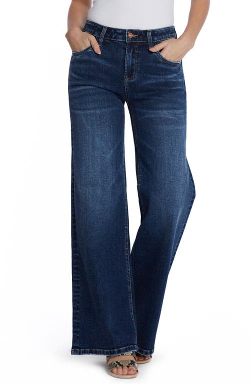 Shop Hint Of Blu High Waist Wide Leg Jeans In Night Sky Blue