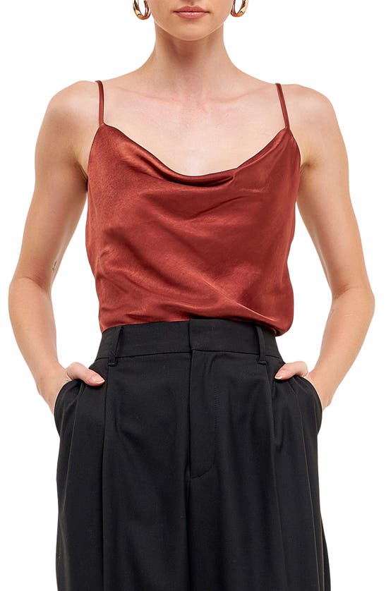 Endless Rose Cowl Neck Camisole In Brown