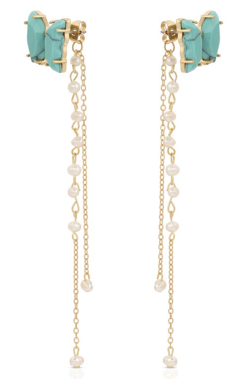 Shop Ettika Turquoise Butterfly & Freshwater Pearl Front/back Earrings