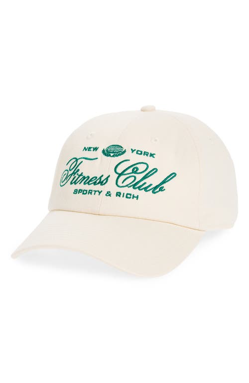 Shop Sporty And Rich Sporty & Rich Fitness World Embroidered Cotton Twill Baseball Cap In Cream