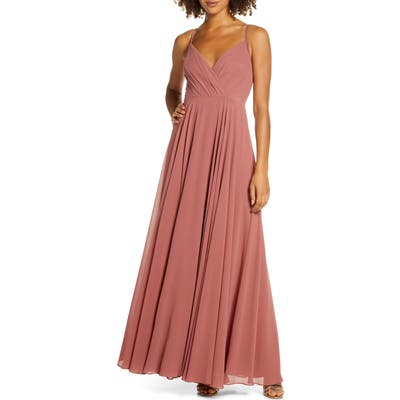 Lulus Surplice Chiffon Gown, Pink