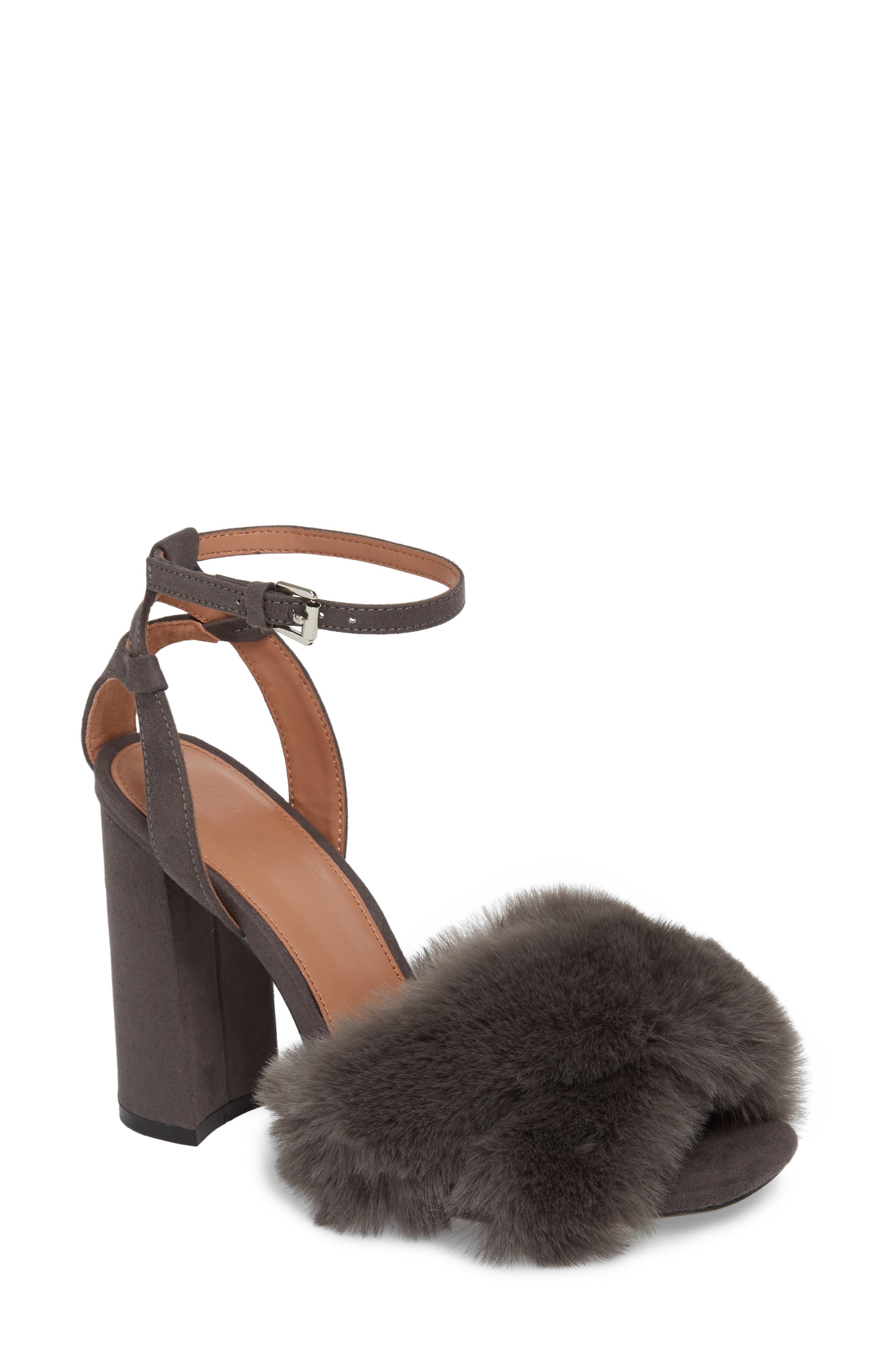 Topshop Sassy Faux Fur Sandal (Women 