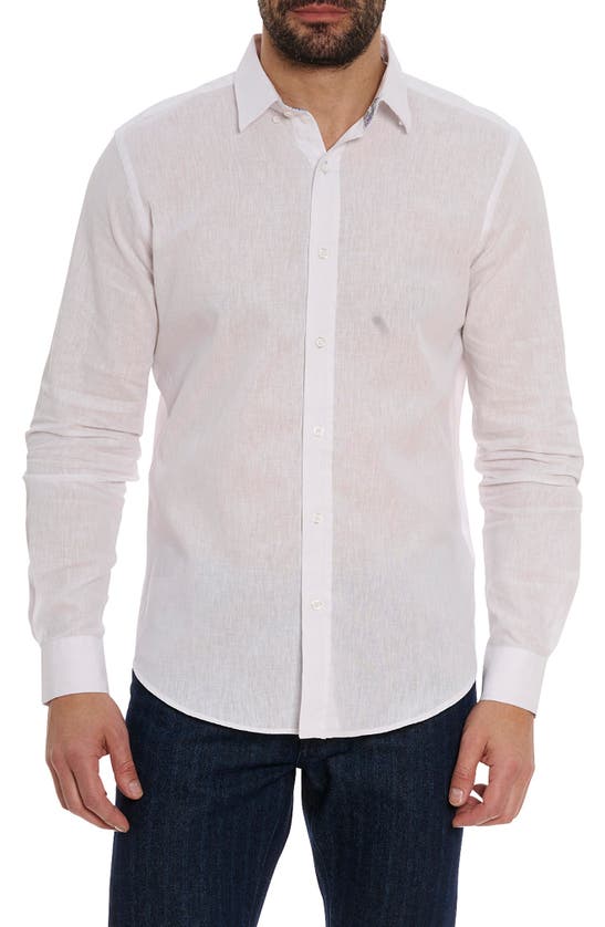 Shop Robert Graham Palmer Tailored Fit Linen Blend Button-up Shirt In White