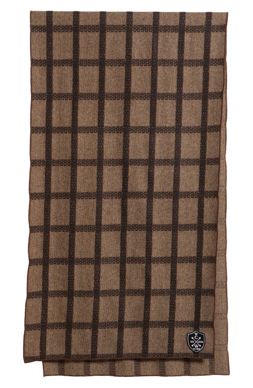 Clifton Wilson Windowpane Check Wool Scarf In Brown