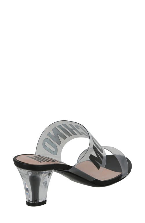 Moschino Women's Logo Transparent Straps Sandals In Transparent Black