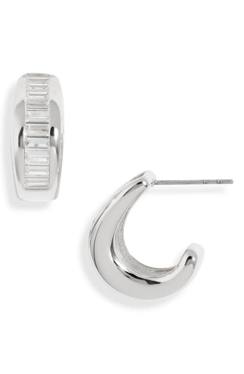 Nordstrom Baguette Cubic Zirconia Hoop Earrings In Clear- Silver
