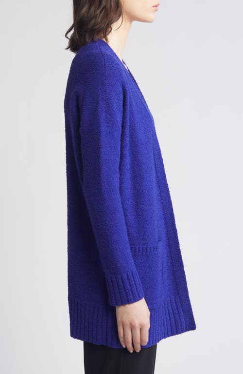 Shop Eileen Fisher Organic Cotton Bouclé Cardigan In Blue Violet