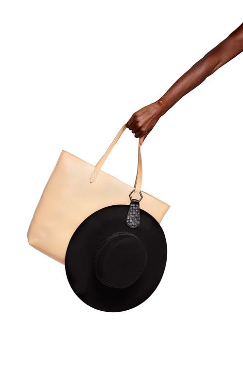 Lindsay Albanese Toptote Leather Hat Holder In Black/brushed Gold
