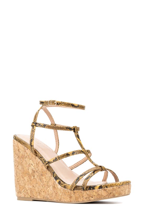 New York And Company Abla Platform Wedge Sandal In Yellow