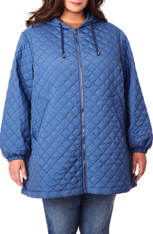 Bernardo Zip Front Water Resistant Liner Jacket in Stone Blue at Nordstrom, Size 1X