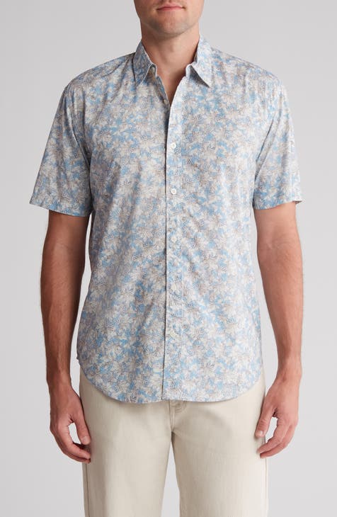 Leaf Print Short Sleeve Shirt