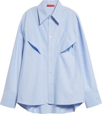 Rider High-Low Hem Cotton Button-Up Shirt