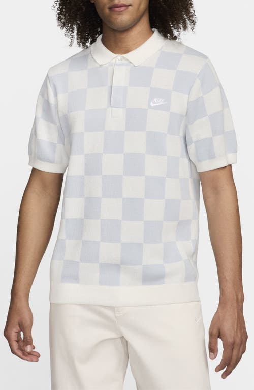 Club Checkers Jacquard Polo Sweater in Sail/Pure Platinum