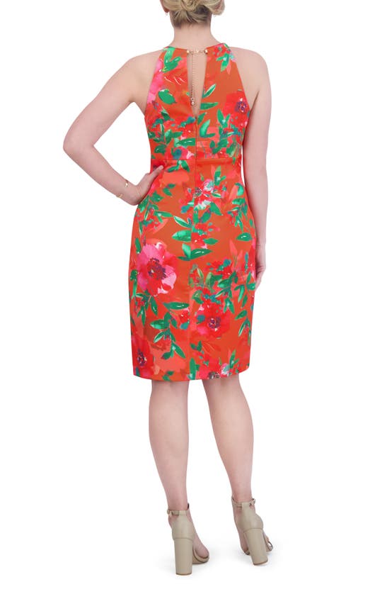 Eliza J Floral Chain Detail Sheath Dress In Coral | ModeSens