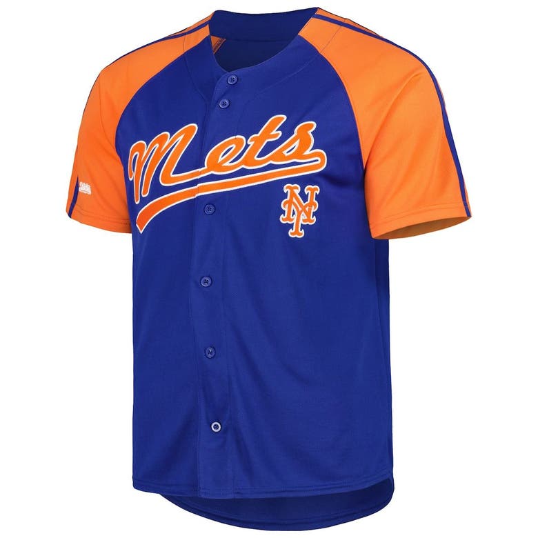 Men's Stitches Royal New York Mets Button-Down Raglan Fashion Jersey Size: Small