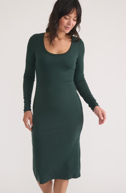 Marine Layer Lexi Long Sleeve Rib Midi Dress In Green Gables