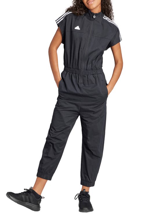 adidas Zip-Up Cotton Twill Jumpsuit in Black at Nordstrom, Size Large