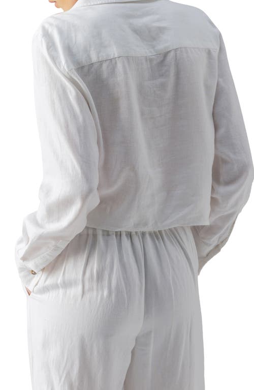 Shop Sanctuary Utility Pocket Linen Blend Button-up Shirt In White