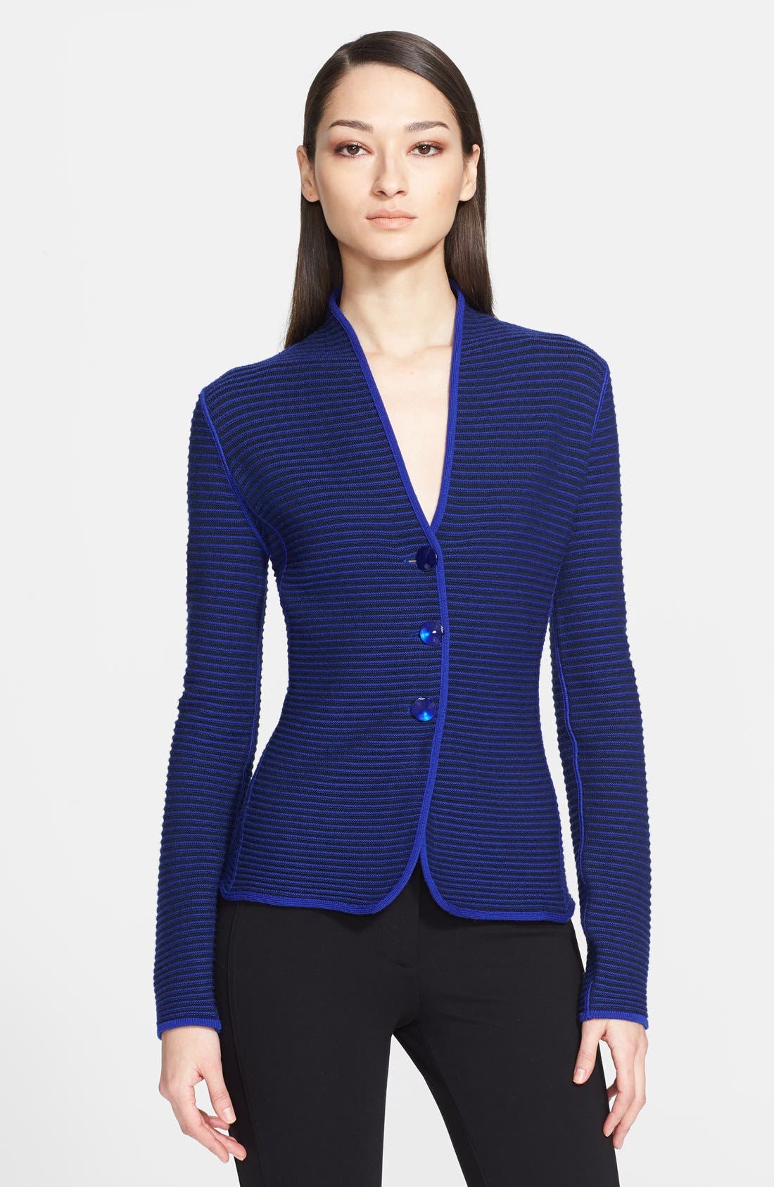 Armani Collezioni Rib Knit Wool Jacket Nordstrom