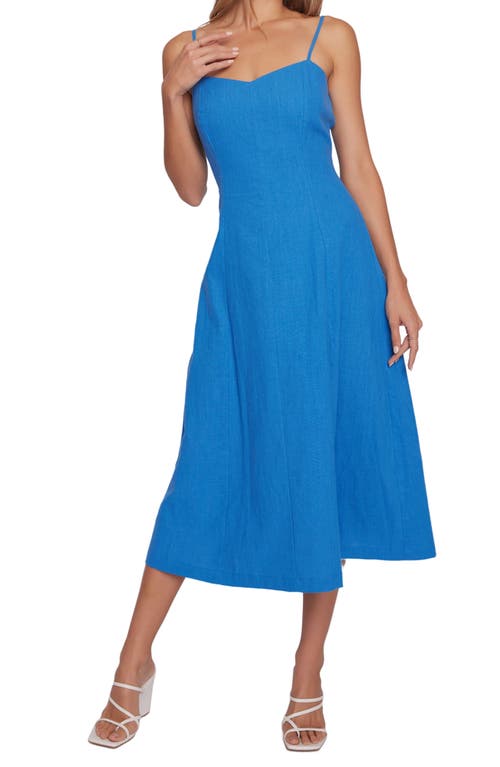 Siren Oasis A-Line Linen & Cotton Midi Dress in Lapis Blue