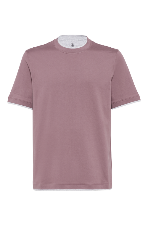 Shop Brunello Cucinelli T-shirt With Faux-layering In Light Purple