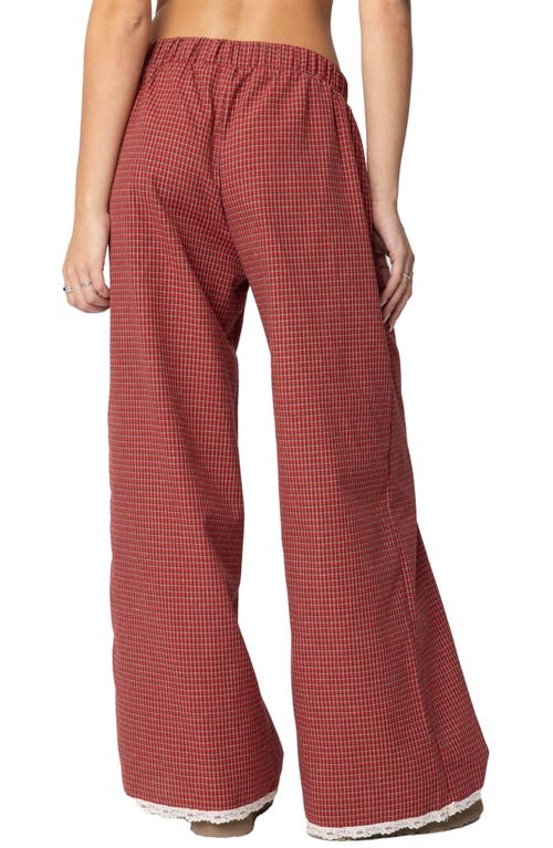 Edikted Dakota Plaid Pants In Red