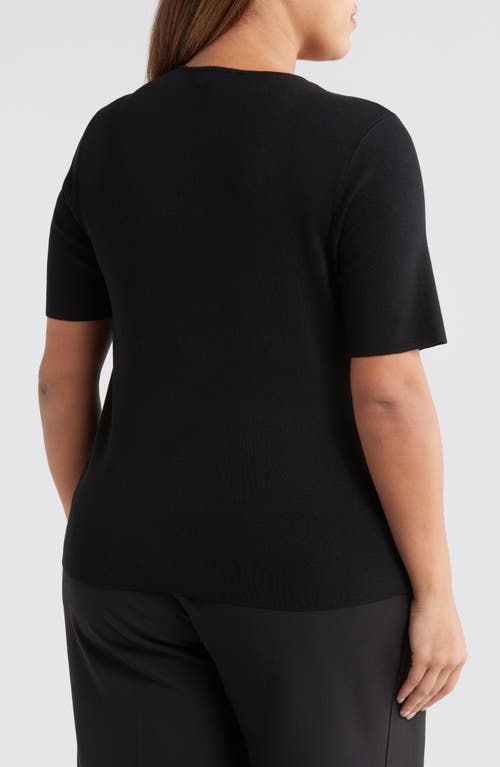 Shop Tahari Asl Rib Top In Black