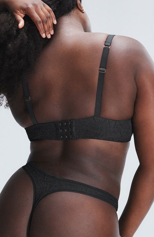 Shop Savage X Fenty Signature Script Lace Underwire Demi Bra In Black Caviar