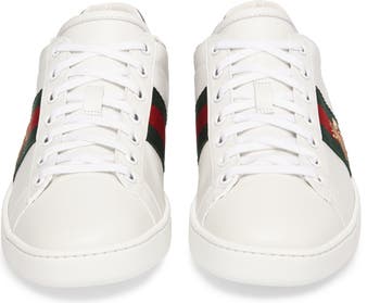 Gucci Snake Ace Embroidered Leather Sneakers - Farfetch
